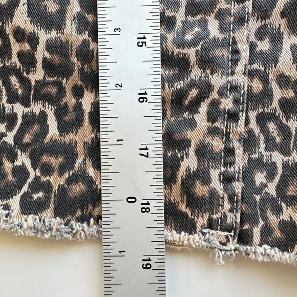 NWOT Free People Leopard Print Denim Jacket Cropped Raw Hem Edgy Retro XS‎ - Picture 12 of 12